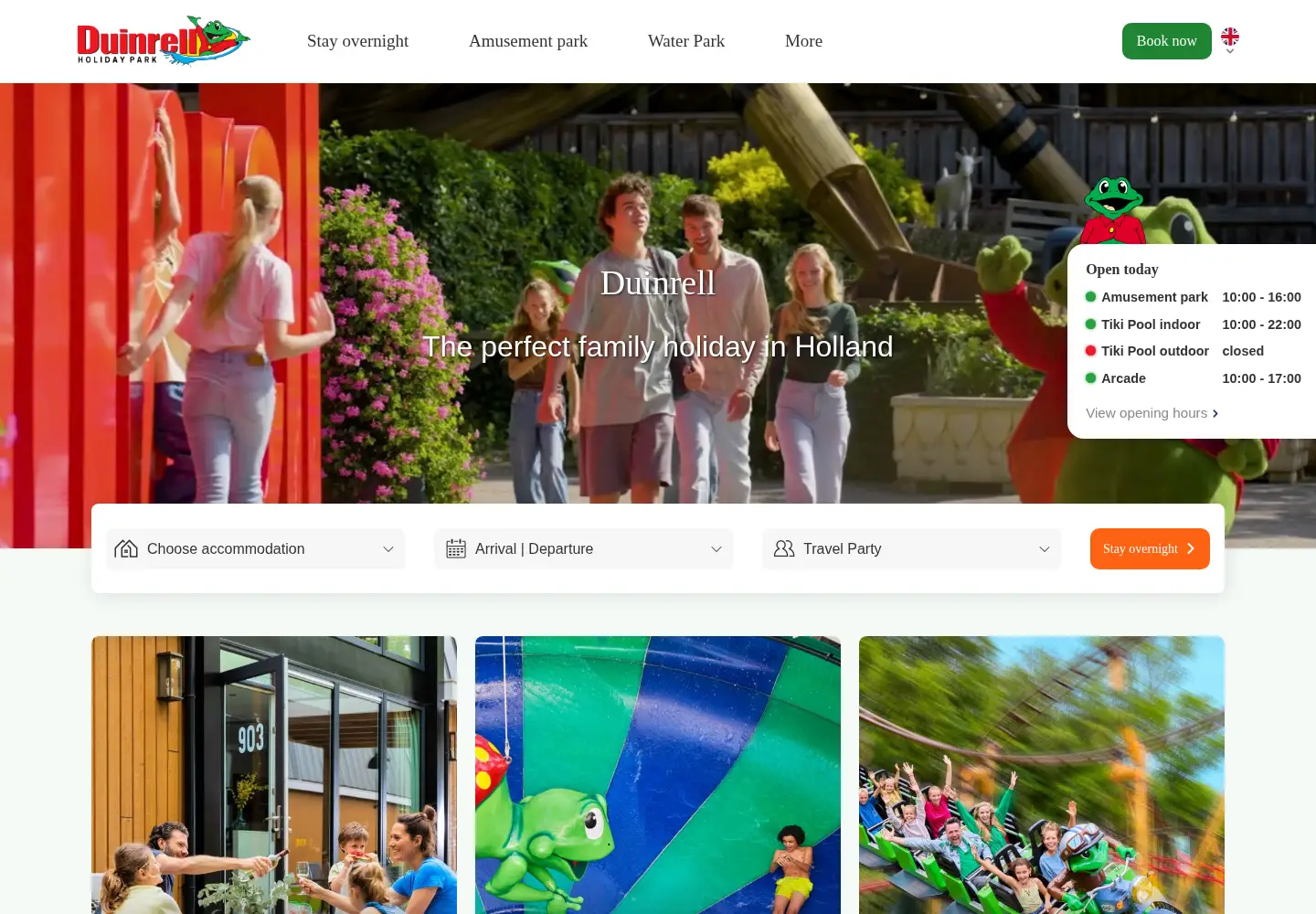 Captured homepage of duinrell.com in the current scan