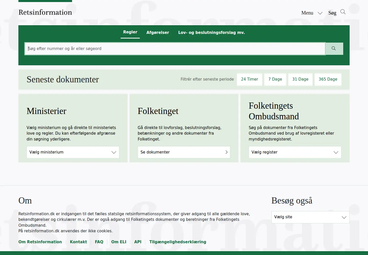Screenshot of retsinformation.dk