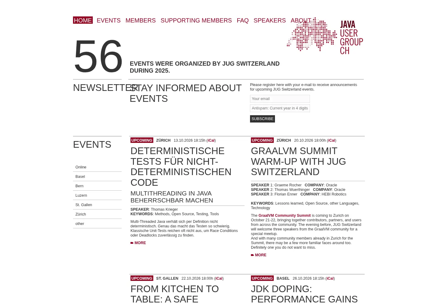 Captured homepage of jugs.ch in the current scan