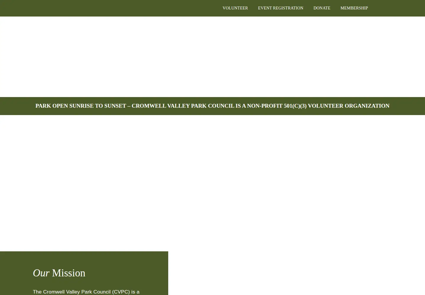 Captured homepage of cromwellvalleypark.org in the current scan
