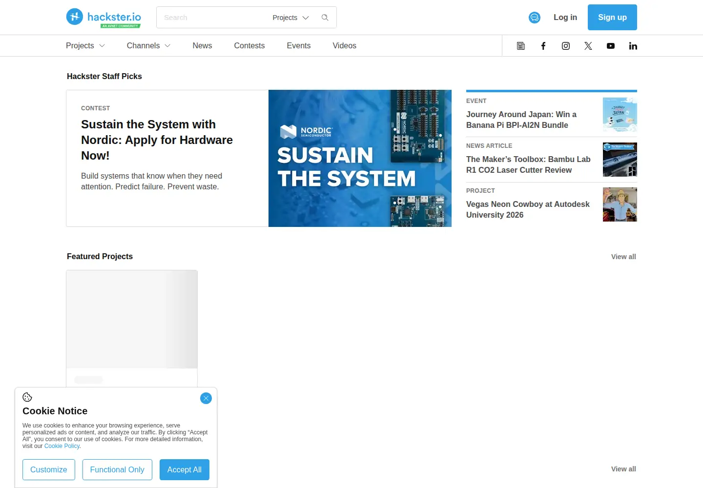 Screenshot of hackster.io