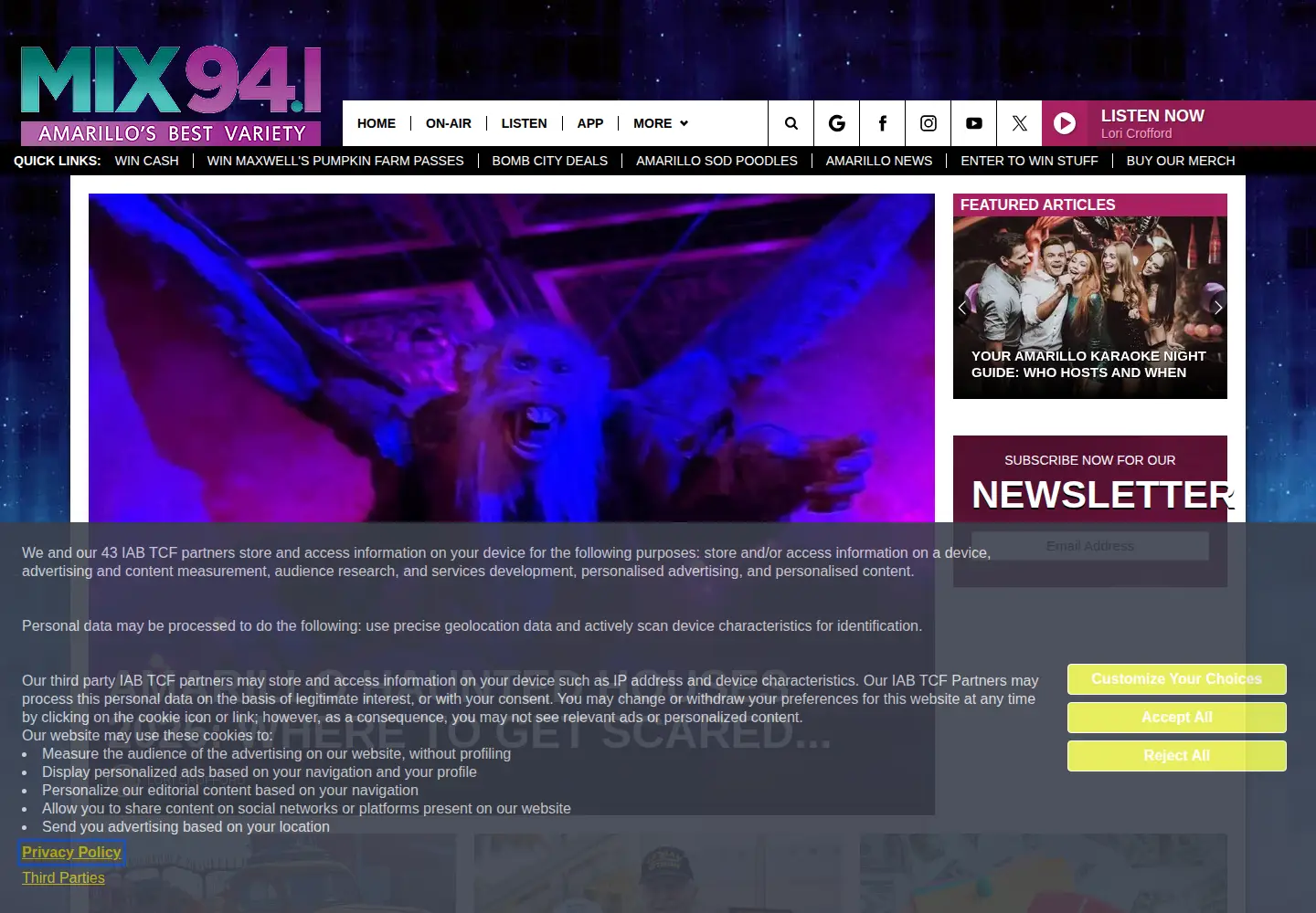 Captured homepage of mix941kmxj.com in the current scan