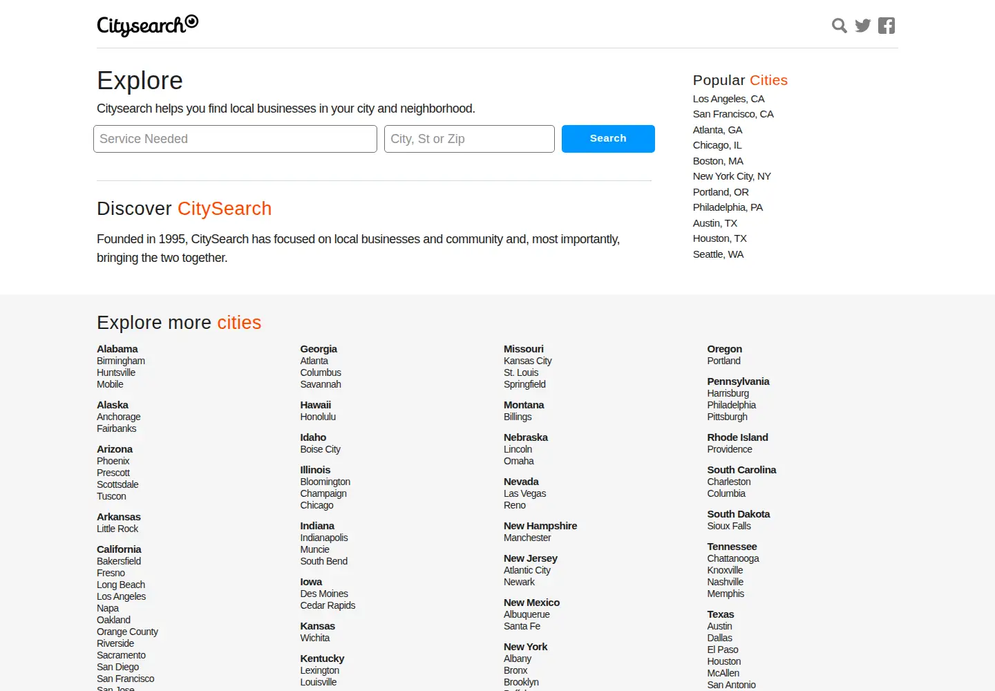 Screenshot of citysearch.com