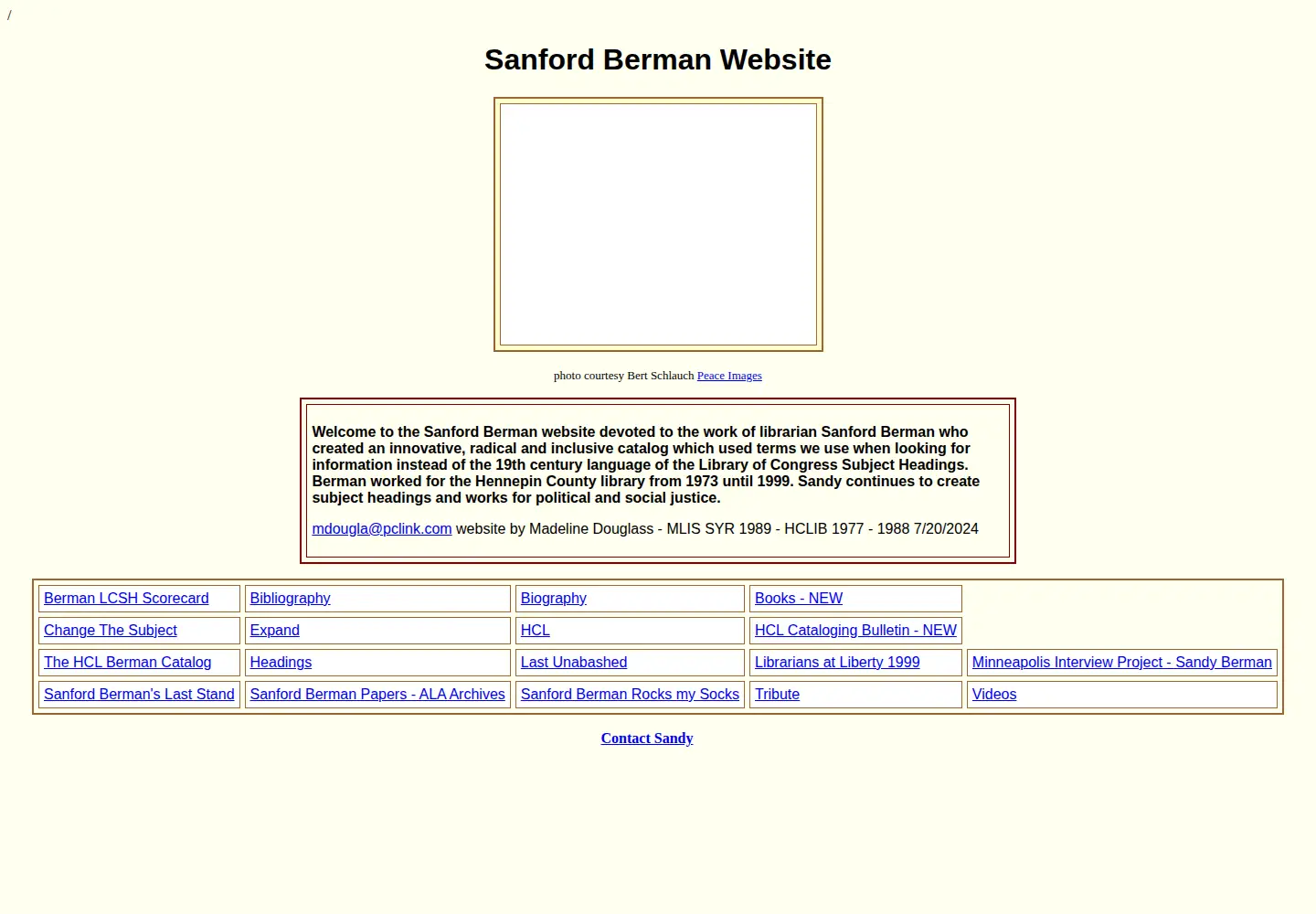 Captured homepage of sanfordberman.org in the current scan