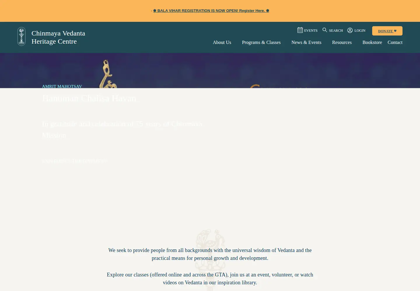 Captured homepage of chinmayatoronto.org in the current scan