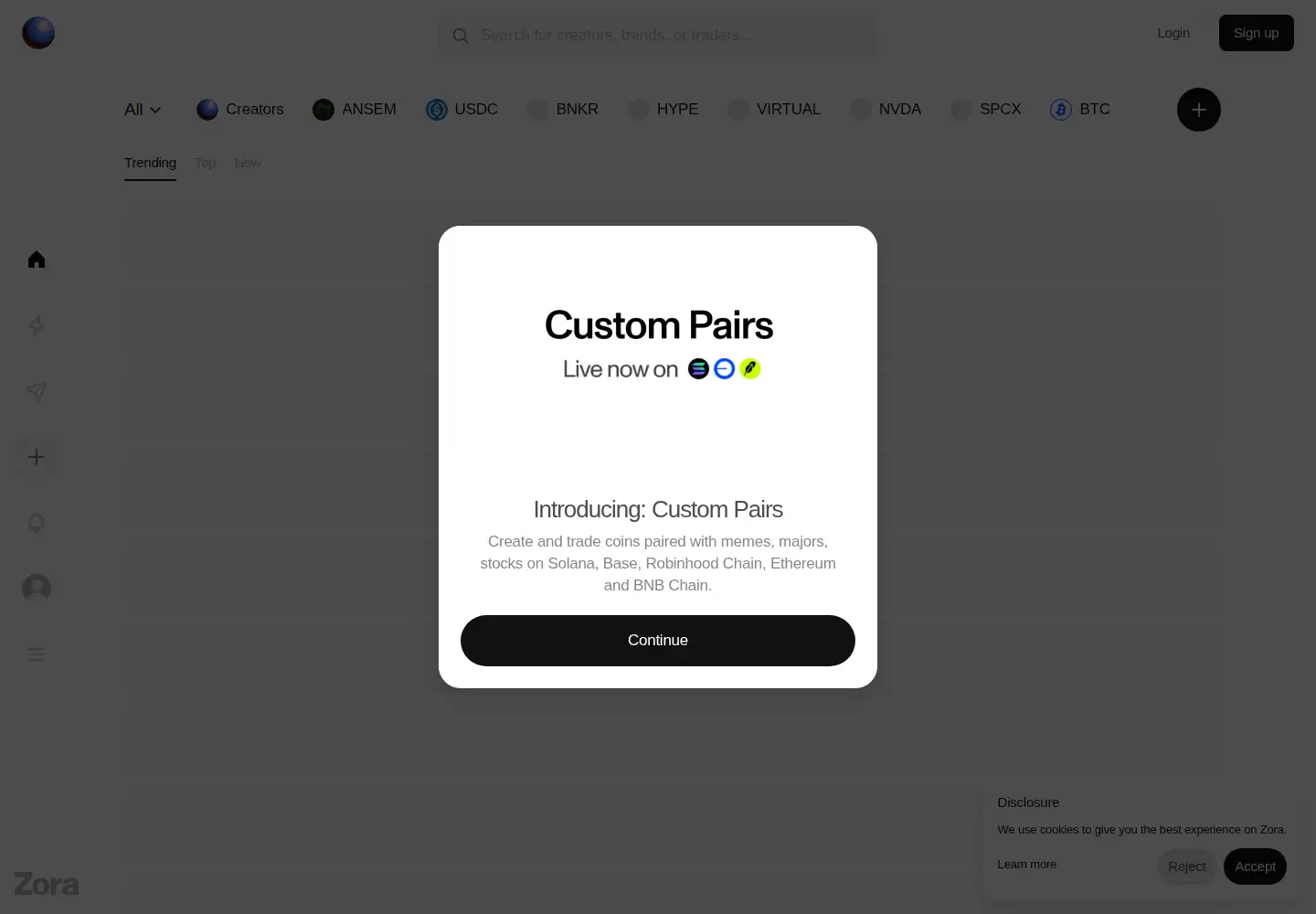 Screenshot of zora.co