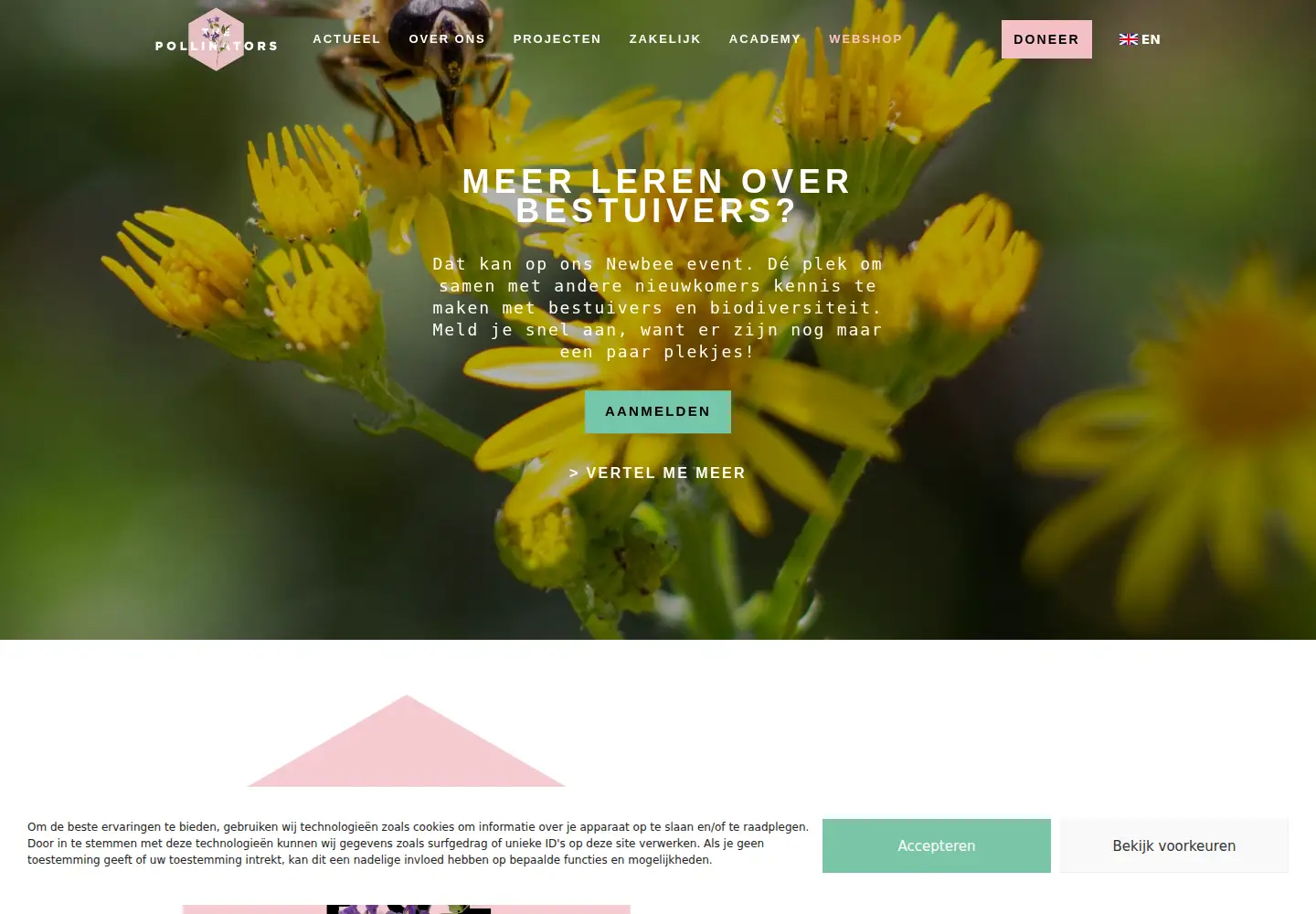 Captured homepage of thepollinators.org in the current scan