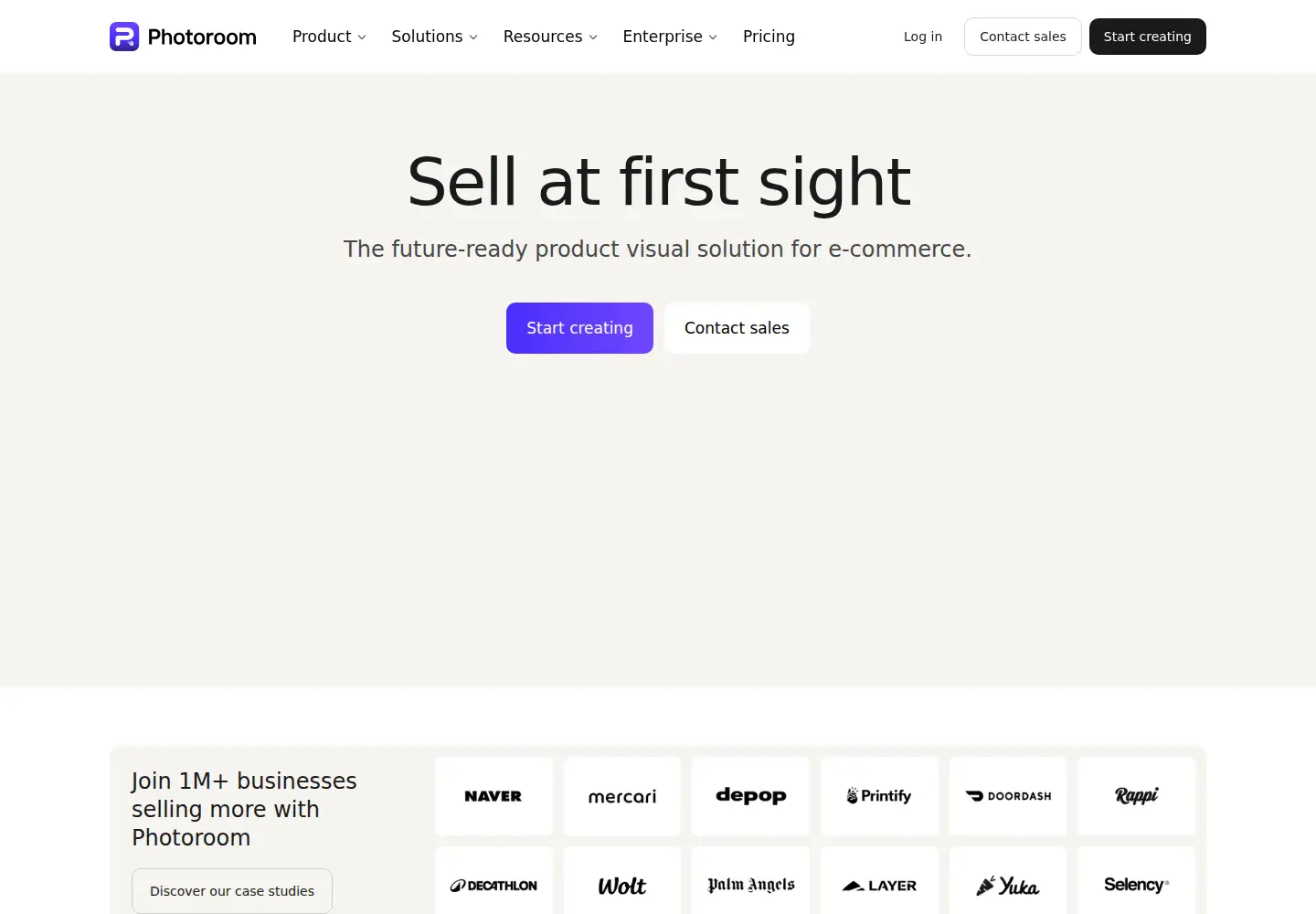 Screenshot of photoroom.com