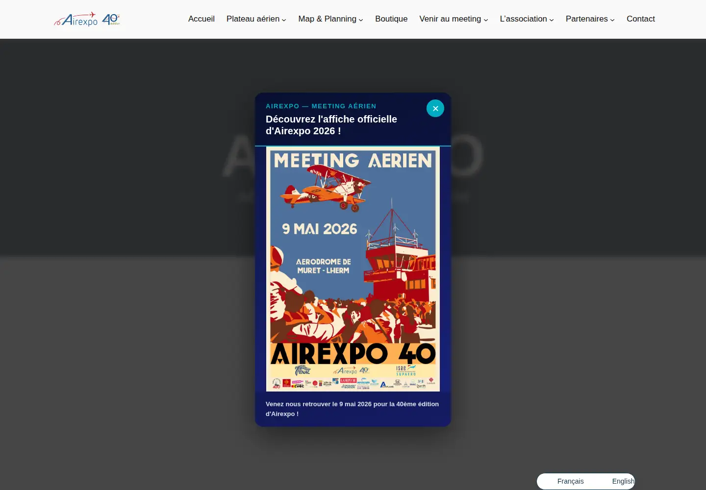 Captured homepage of airexpo.org in the current scan