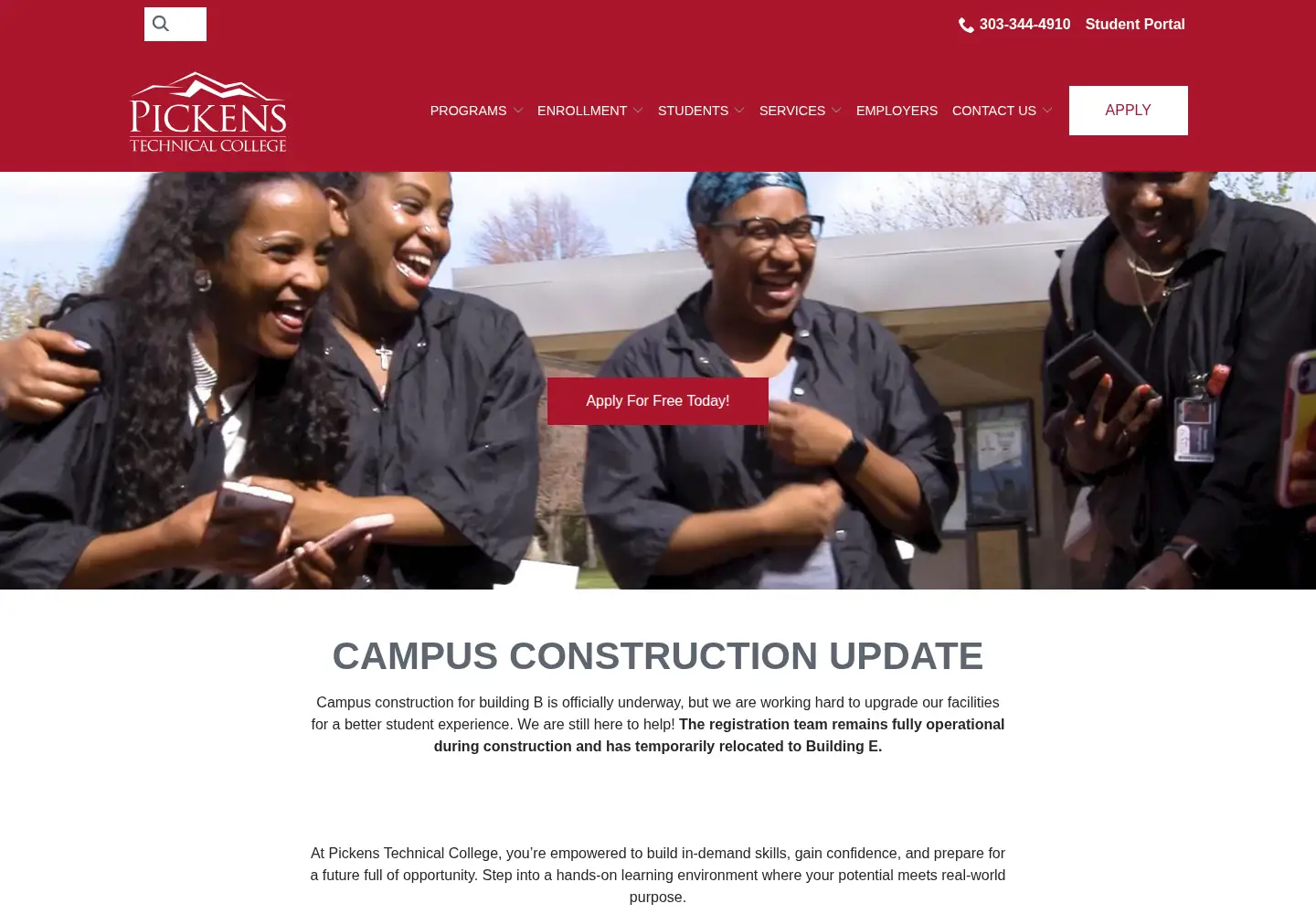 Captured homepage of pickenstech.org in the current scan