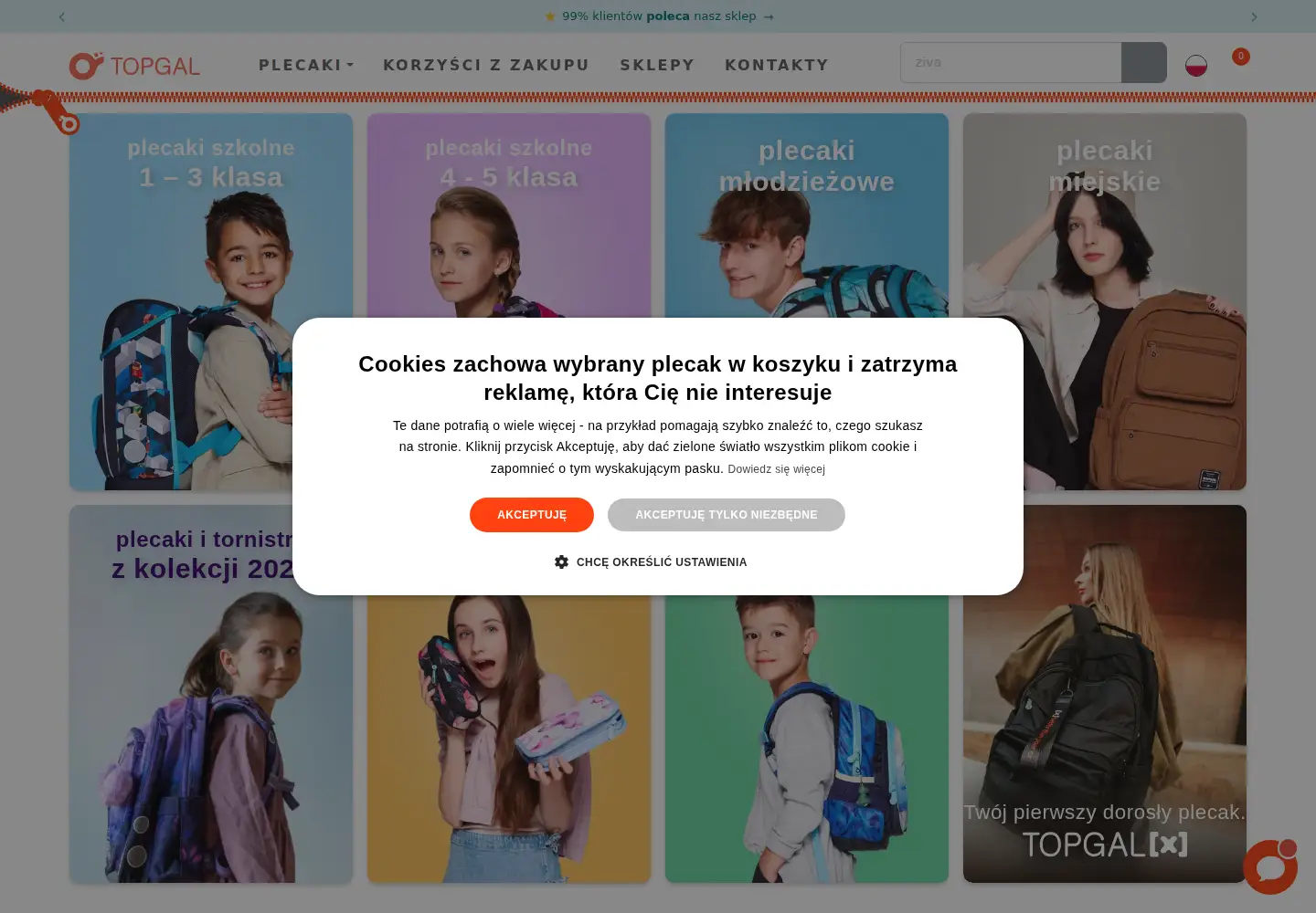 Captured homepage of topgal-plecaki.pl in the current scan