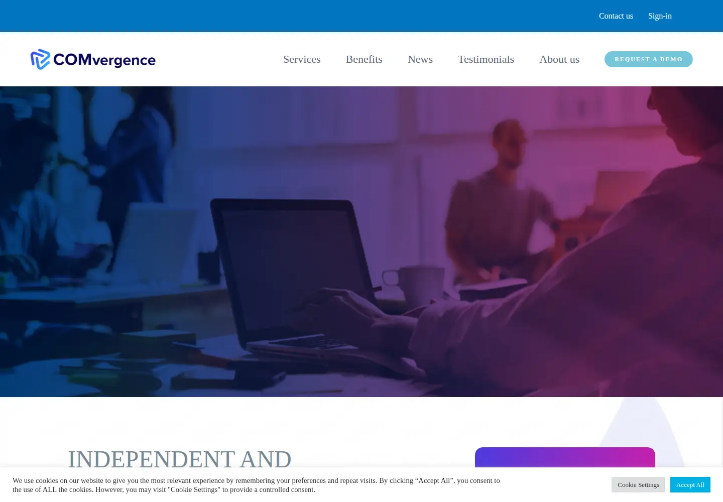 Captured homepage of comvergence.net in the current scan