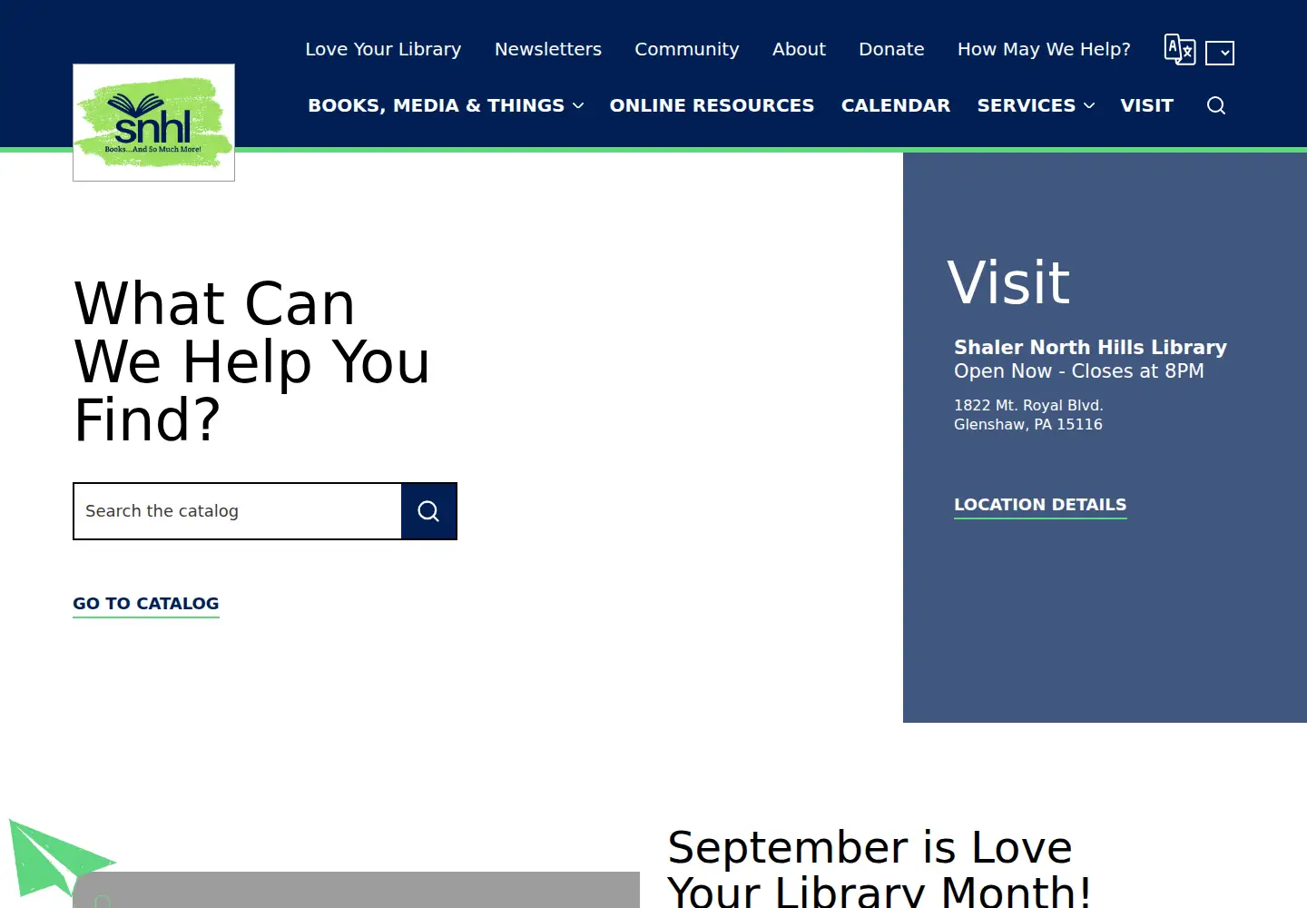 Screenshot of shalerlibrary.org