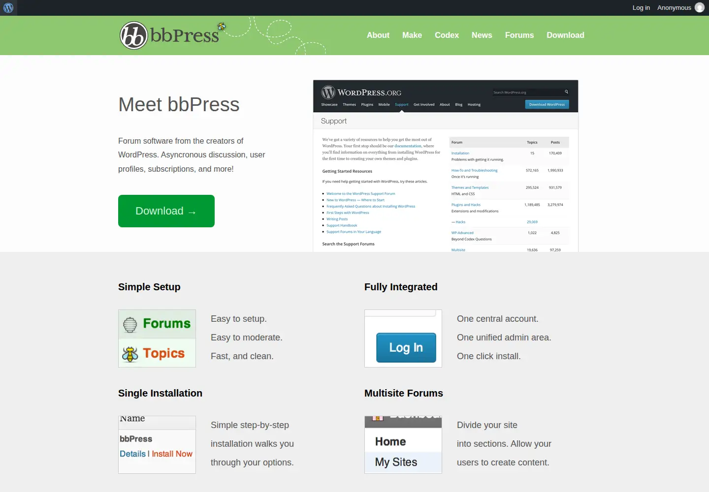 Screenshot of bbpress.org