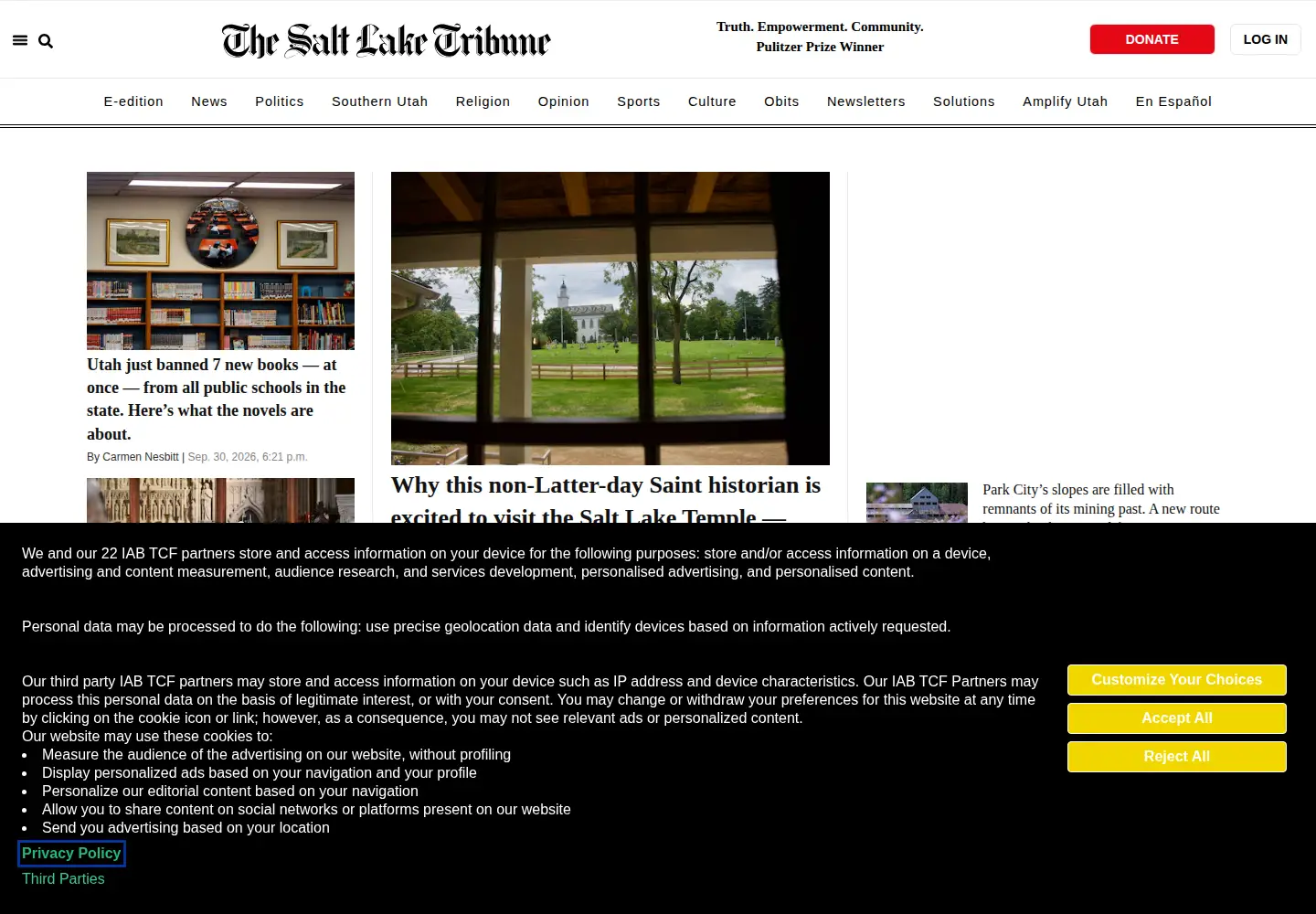 Screenshot of sltrib.com