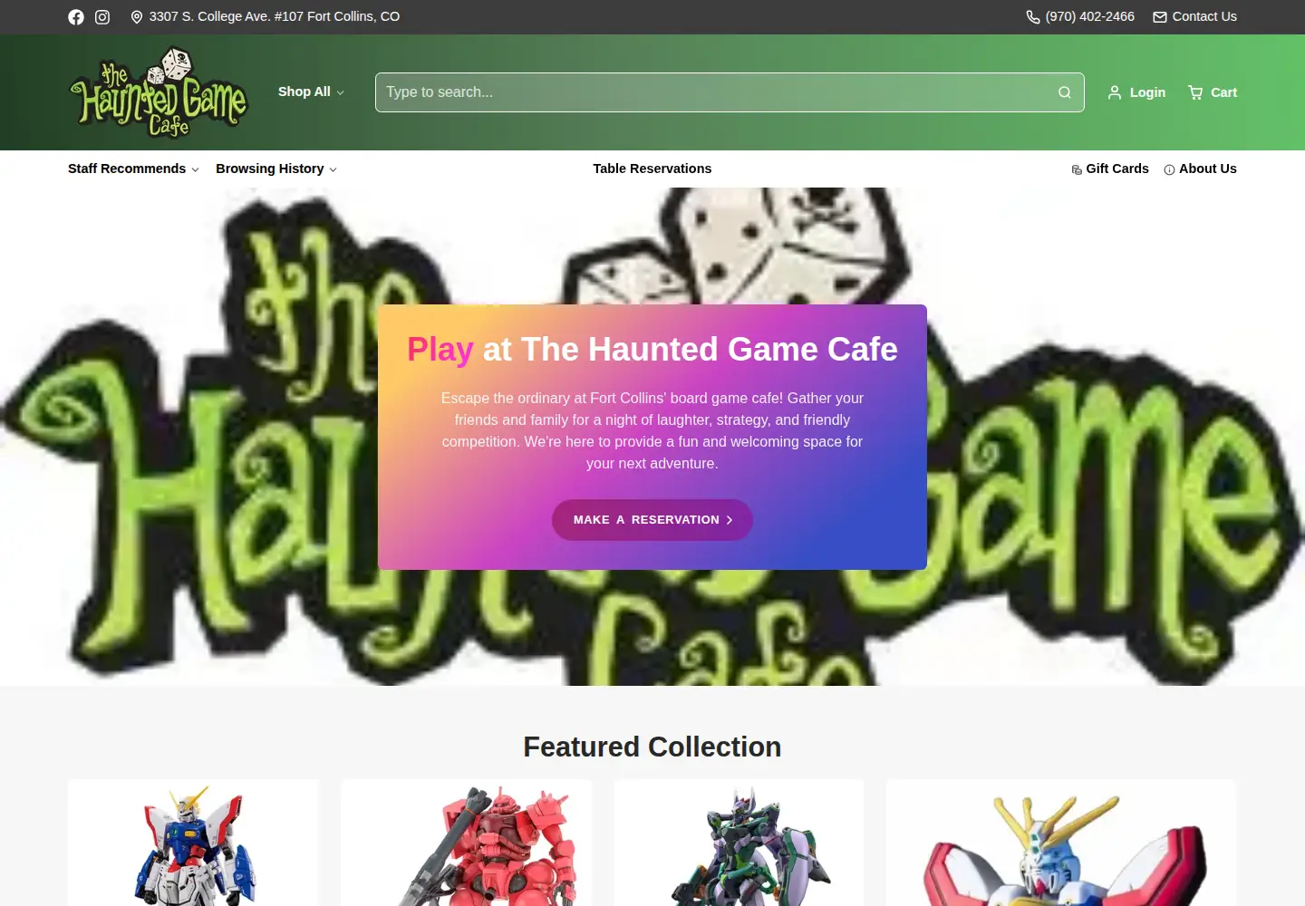 Screenshot of hauntedgamecafe.com