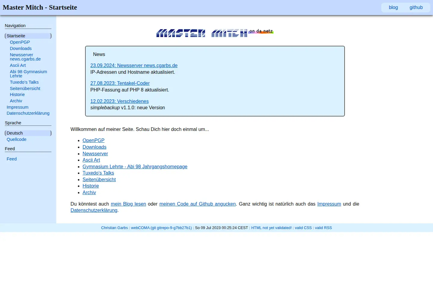 Captured homepage of cgarbs.de in the current scan