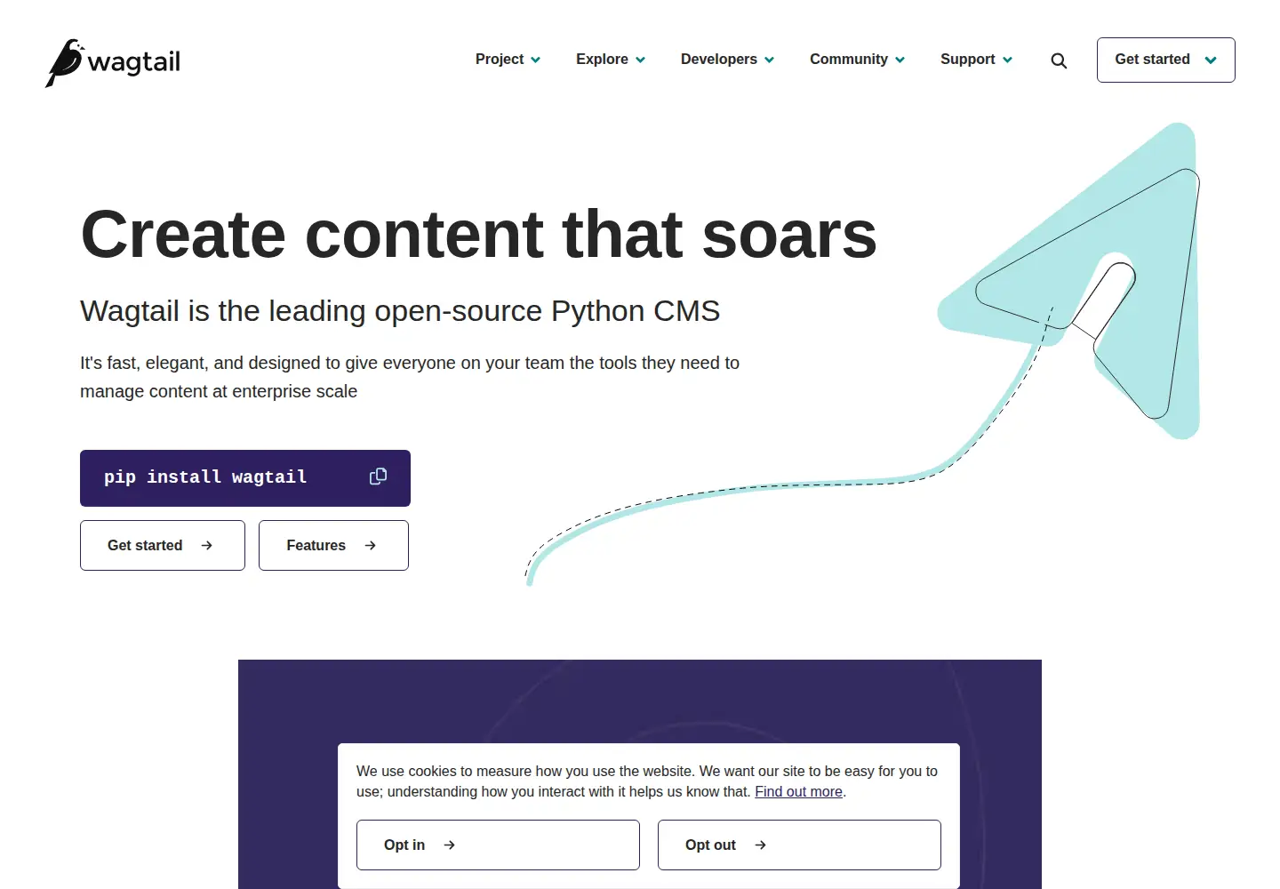 Screenshot of wagtail.org