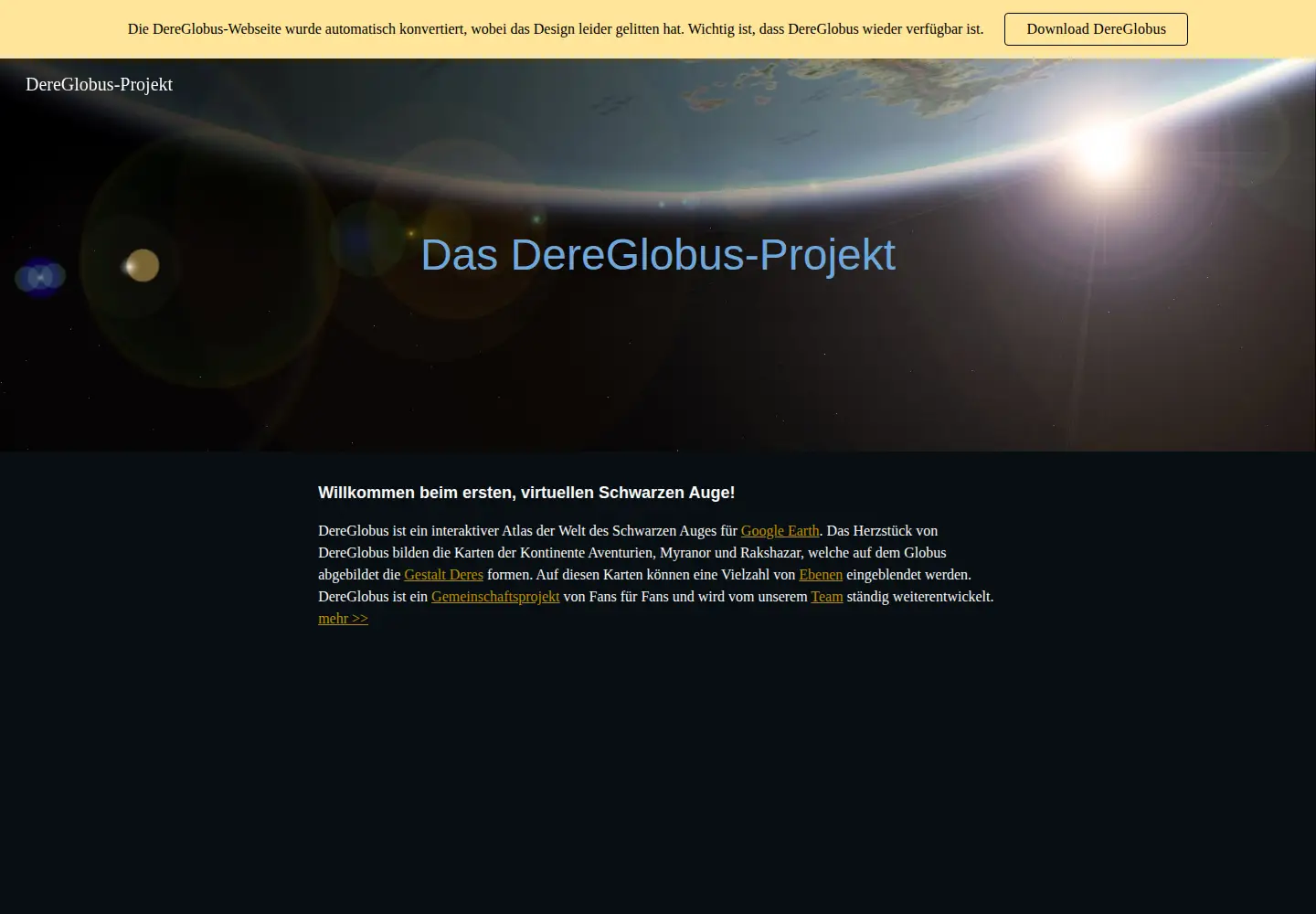 Captured homepage of dereglobus.org in the current scan