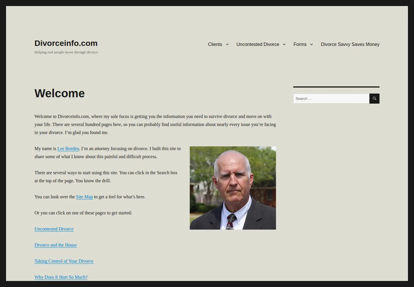 Screenshot of divorceinfo.com