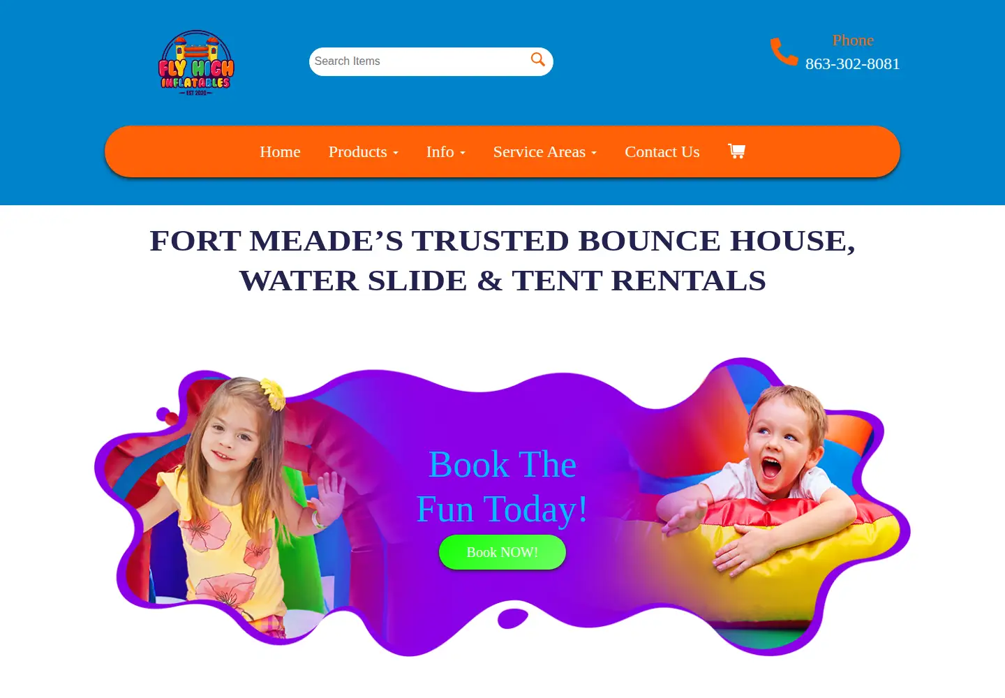 Screenshot of flyhighinflatables.com