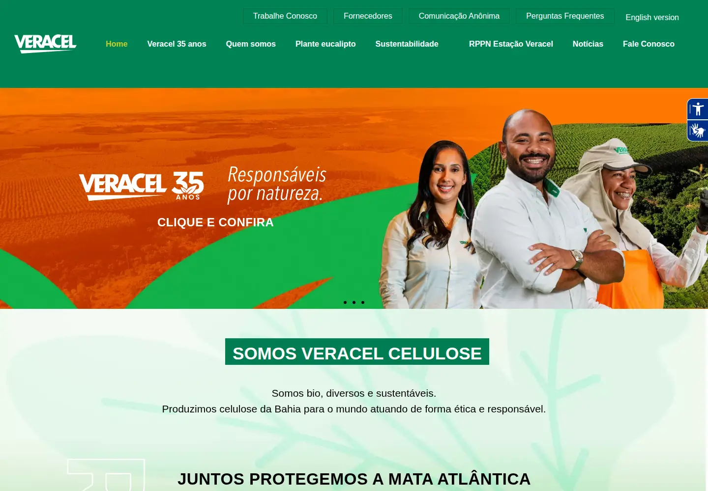 Captured homepage of veracel.com.br in the current scan