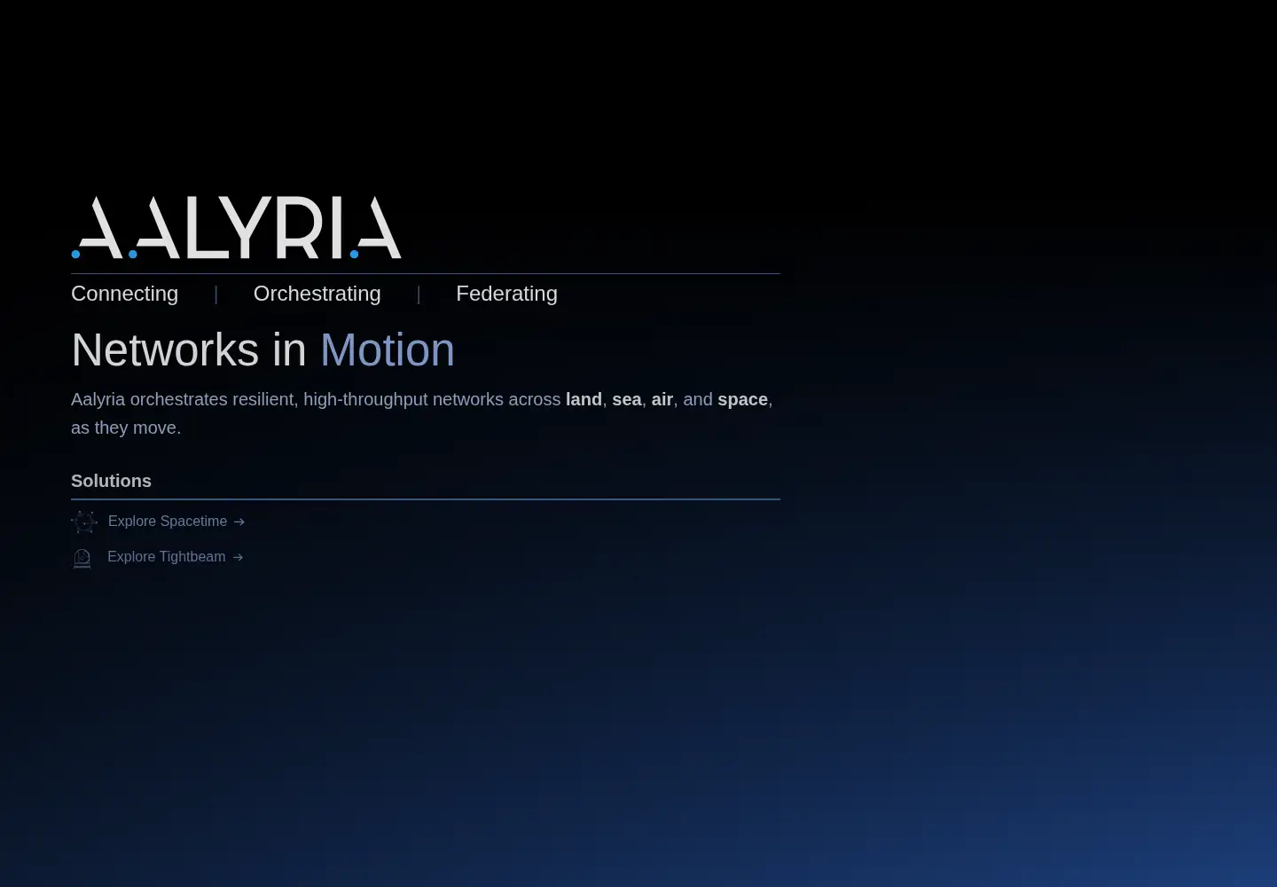 Captured homepage of aalyria.com in the current scan