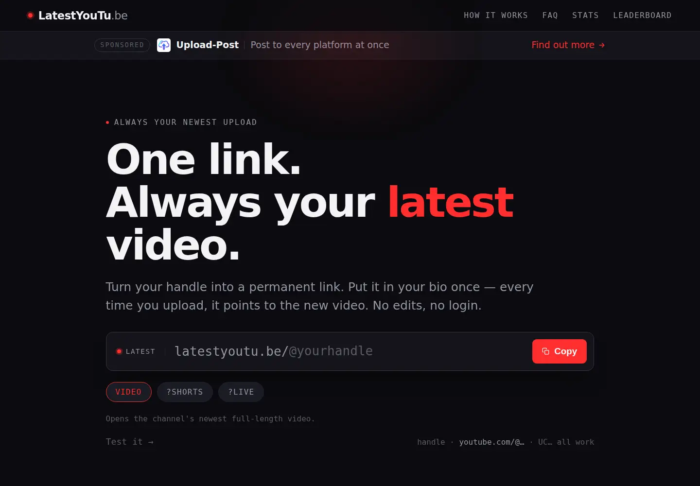 Screenshot of latestyoutu.be