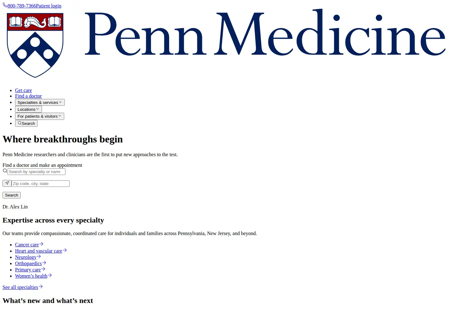 Screenshot of pennmedicine.org