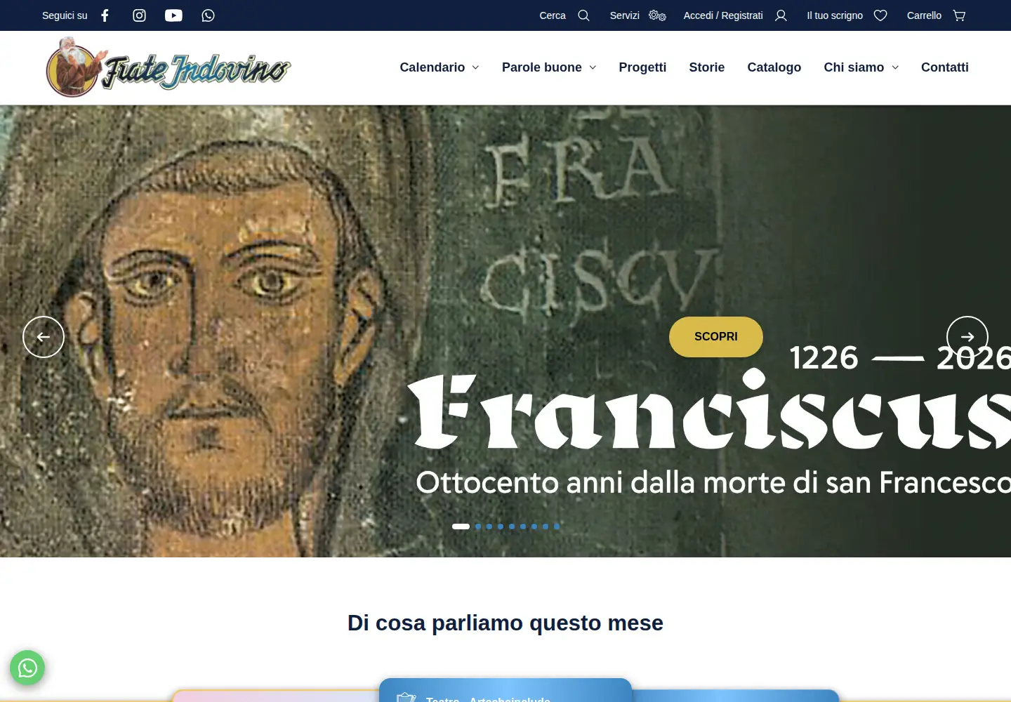 Captured homepage of frateindovino.eu in the current scan