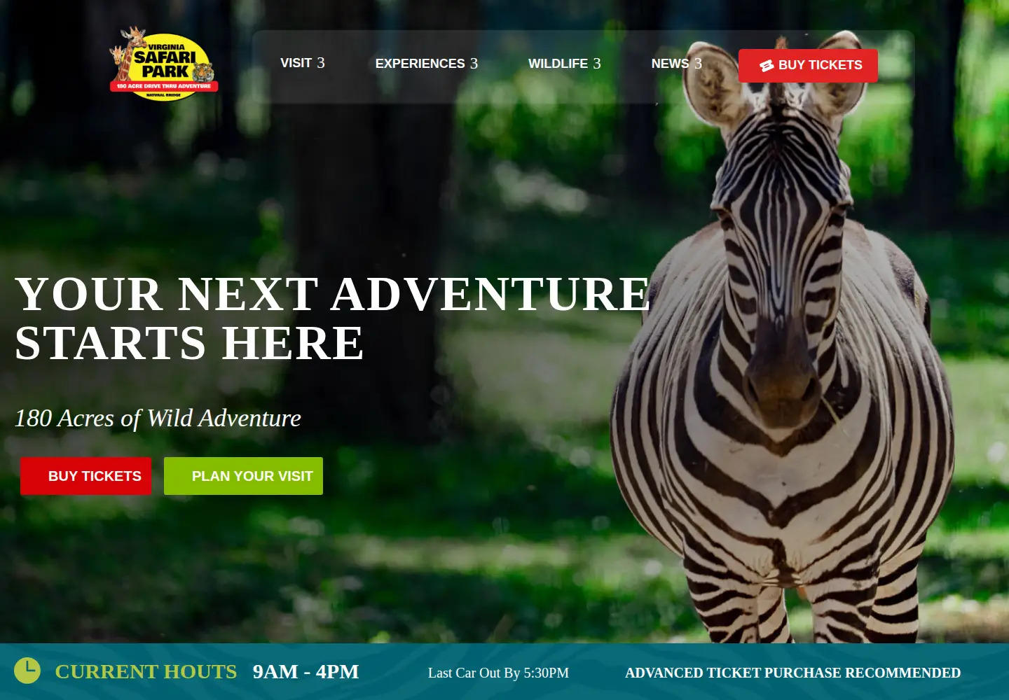 Screenshot of virginiasafaripark.com