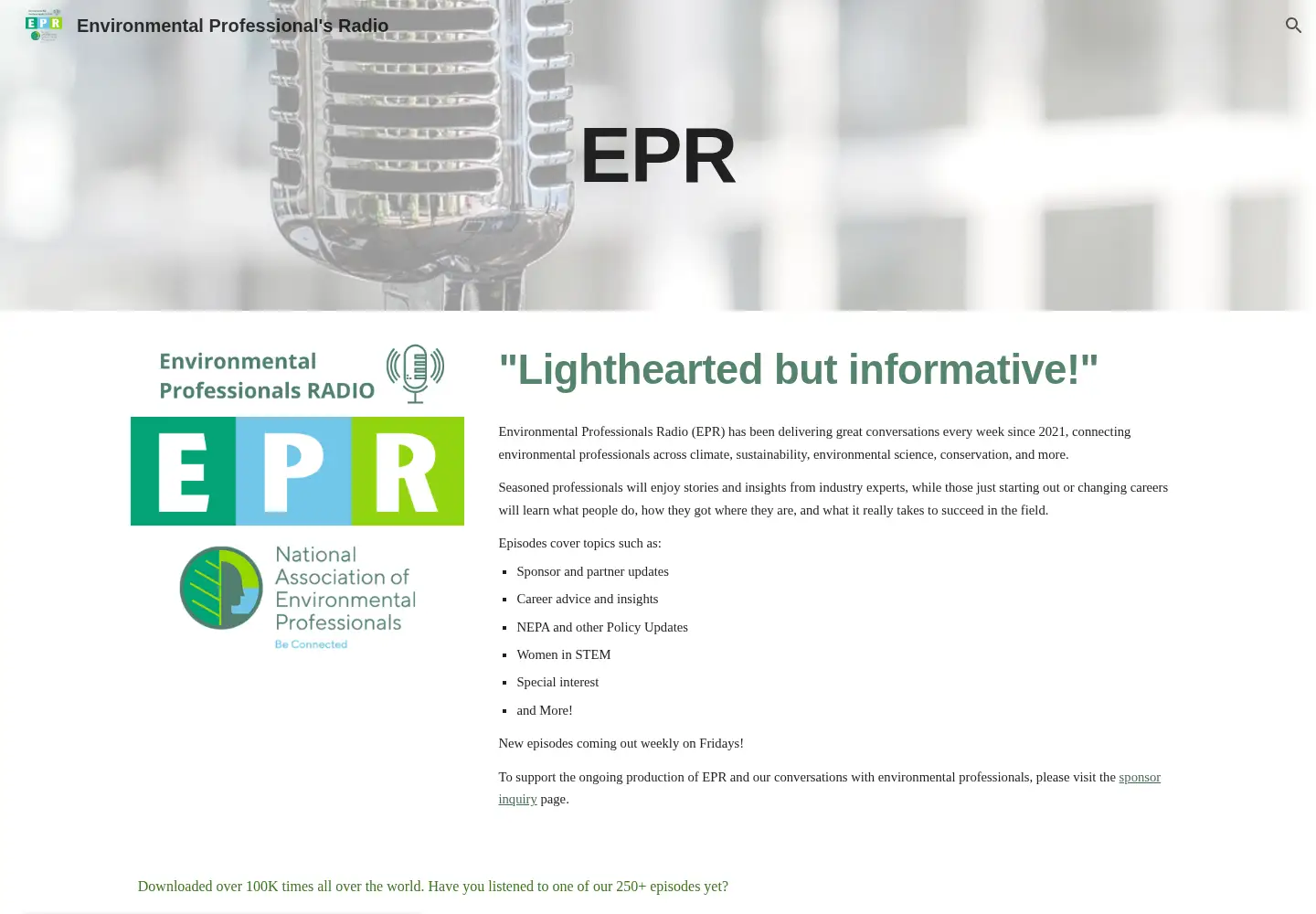 Screenshot of environmentalprofessionalsradio.com