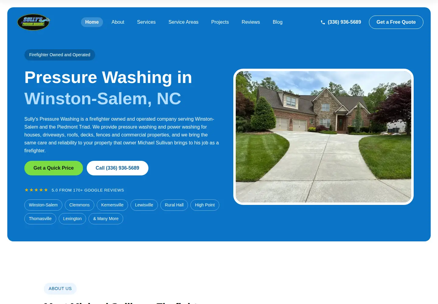 Captured homepage of sullyspressurewashing.com in the current scan