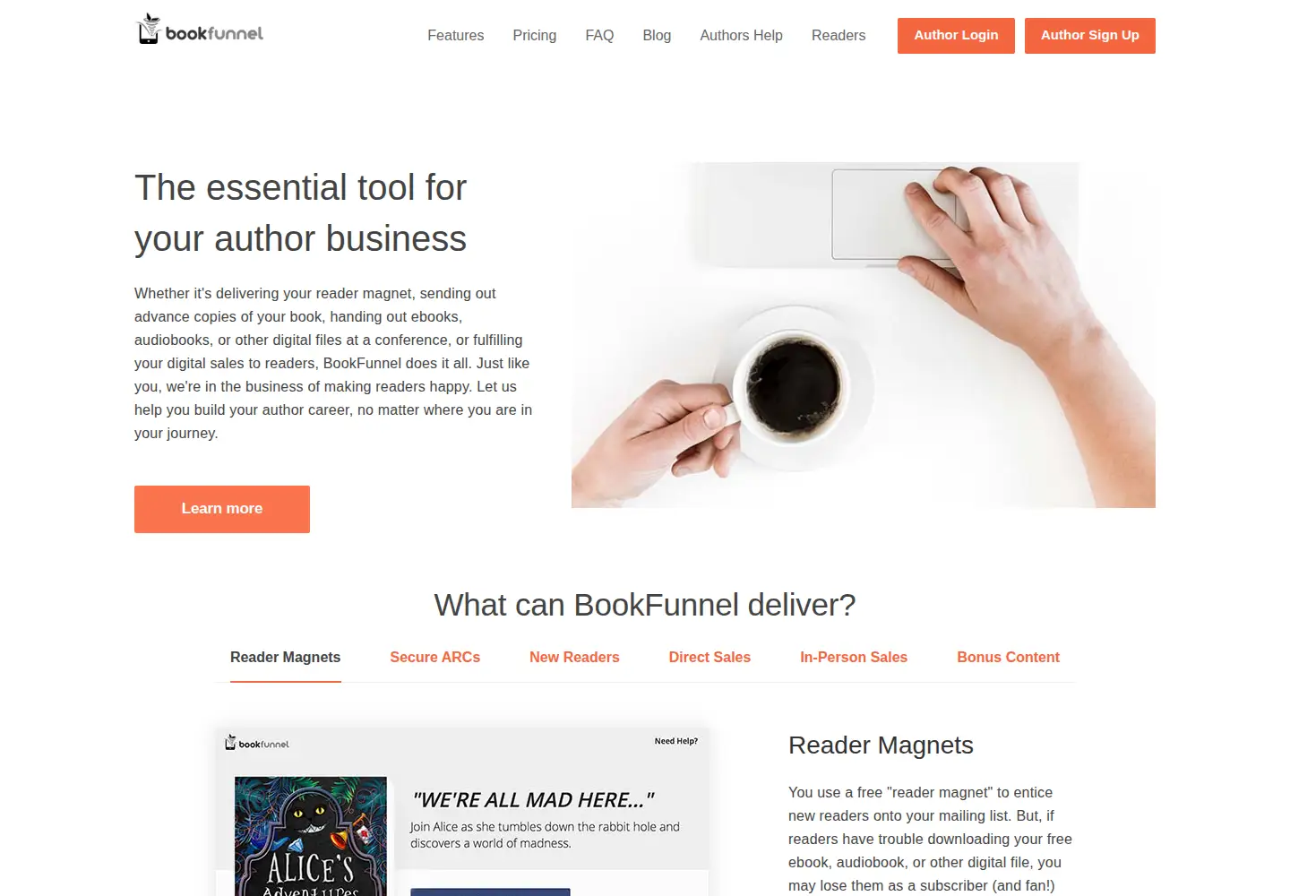 Screenshot of bookfunnel.com