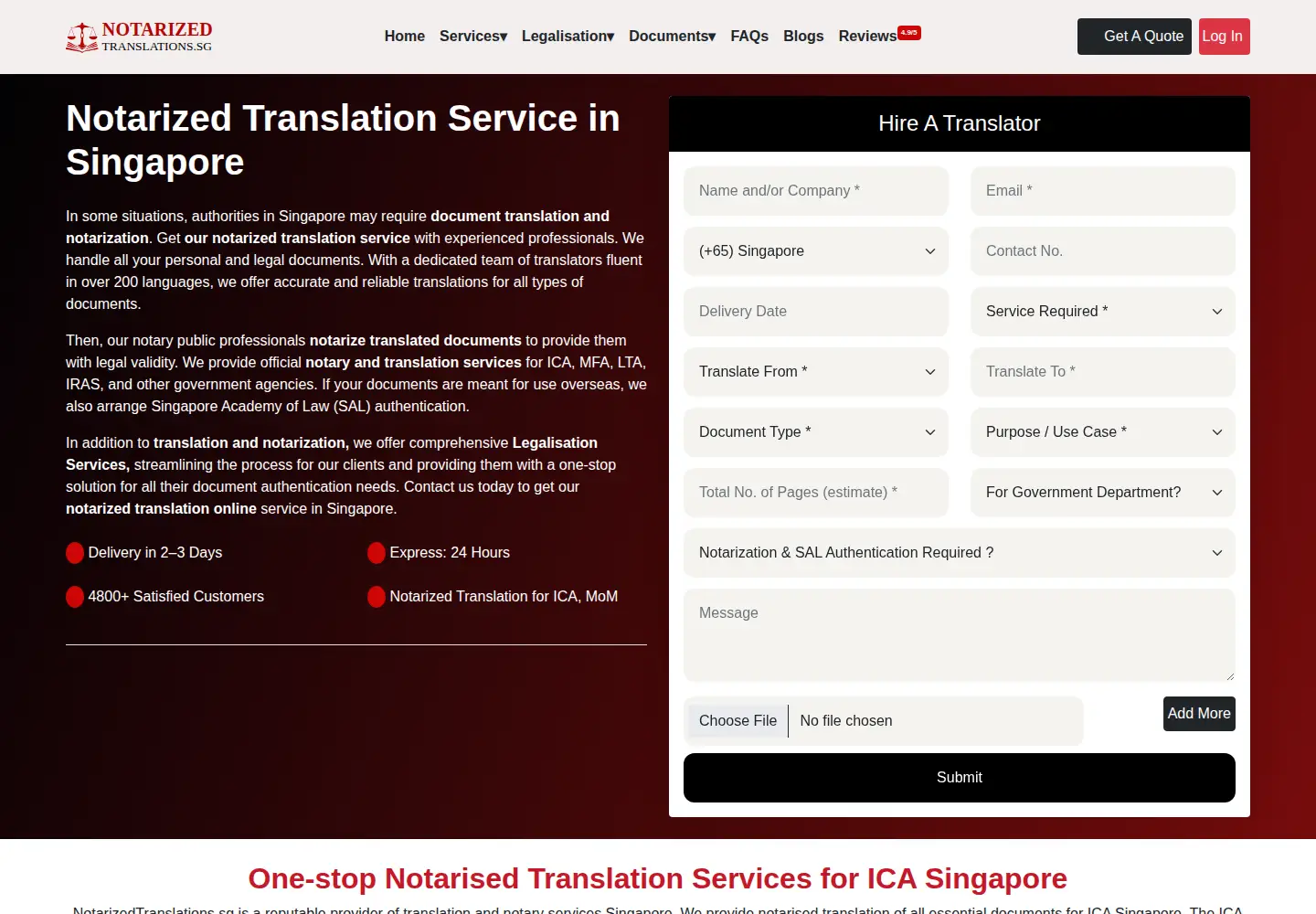 Captured homepage of notarizedtranslations.sg in the current scan