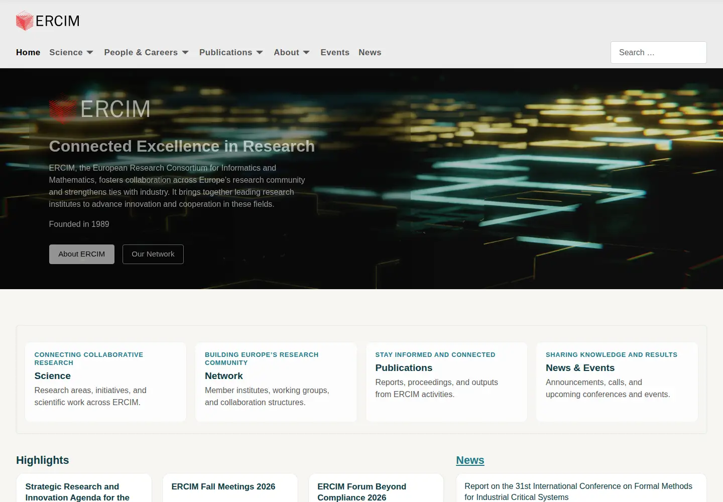 Screenshot of ercim.eu