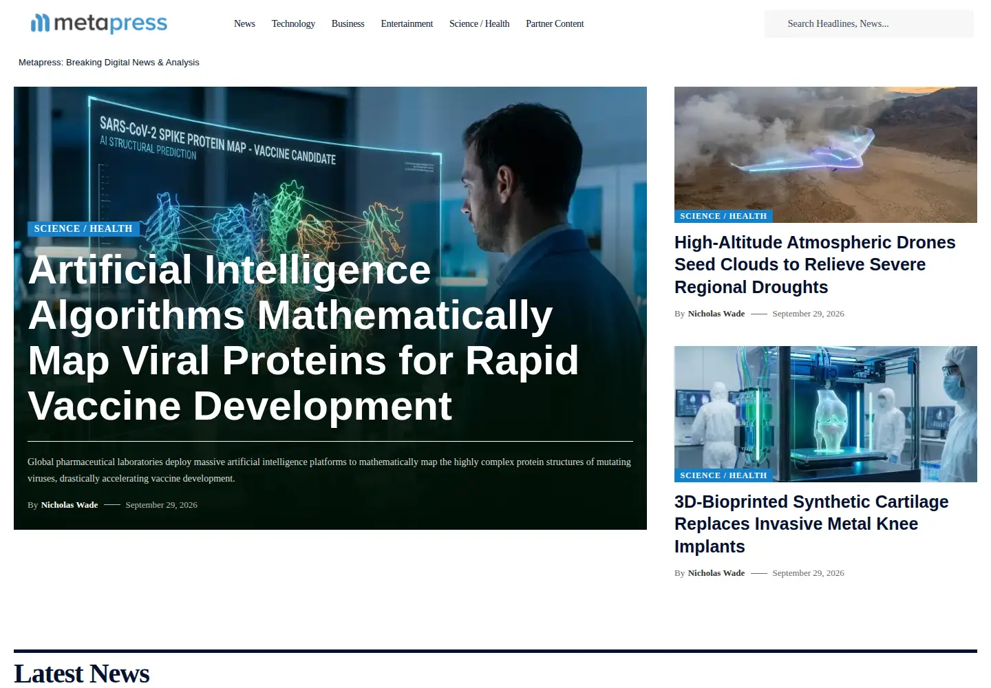Screenshot of metapress.com