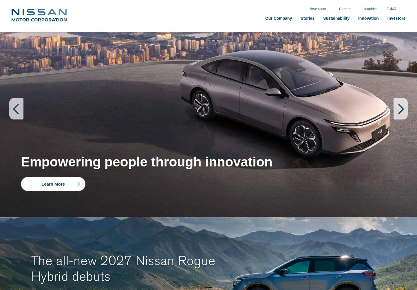Screenshot of nissan-global.com