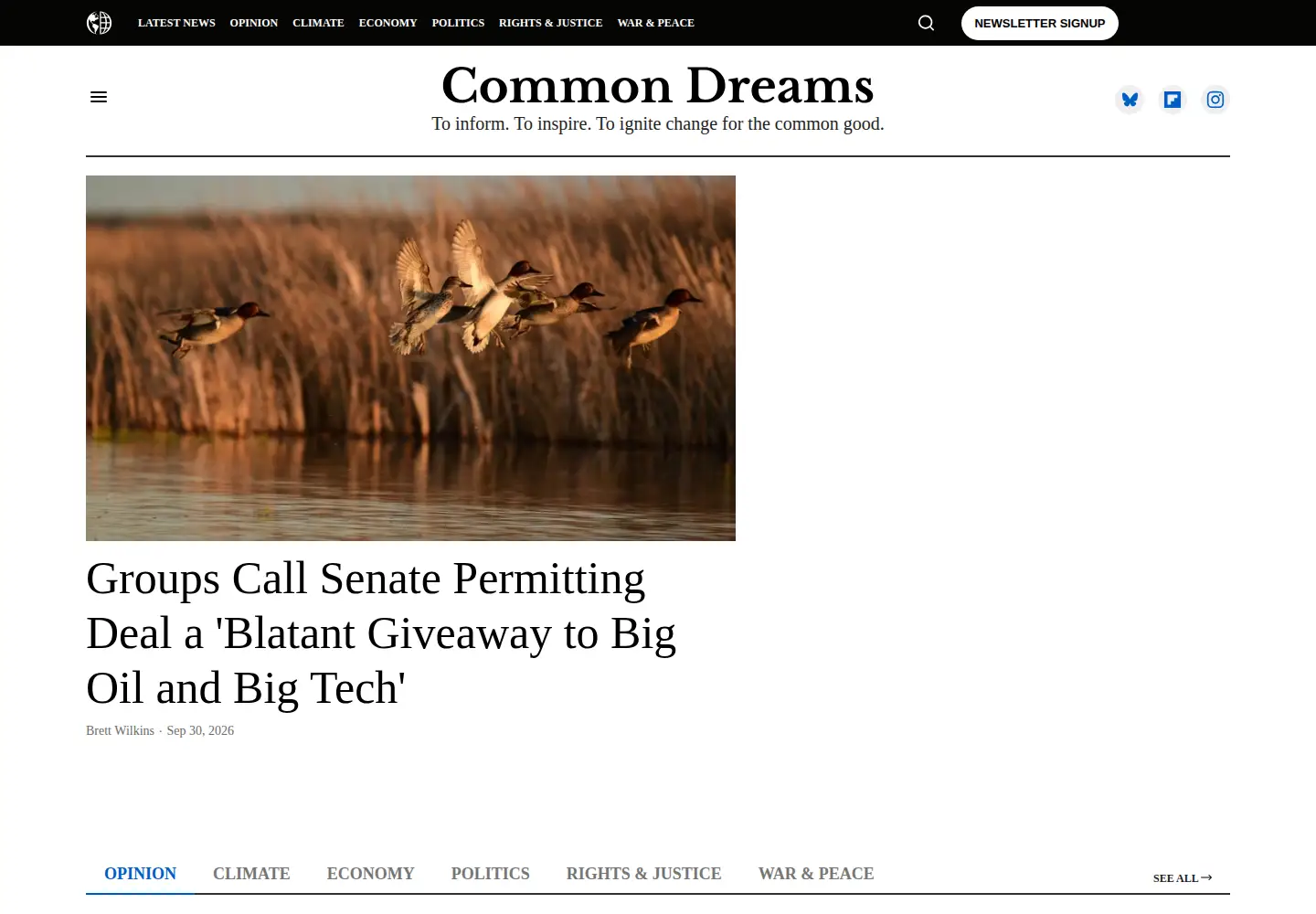 Screenshot of commondreams.org