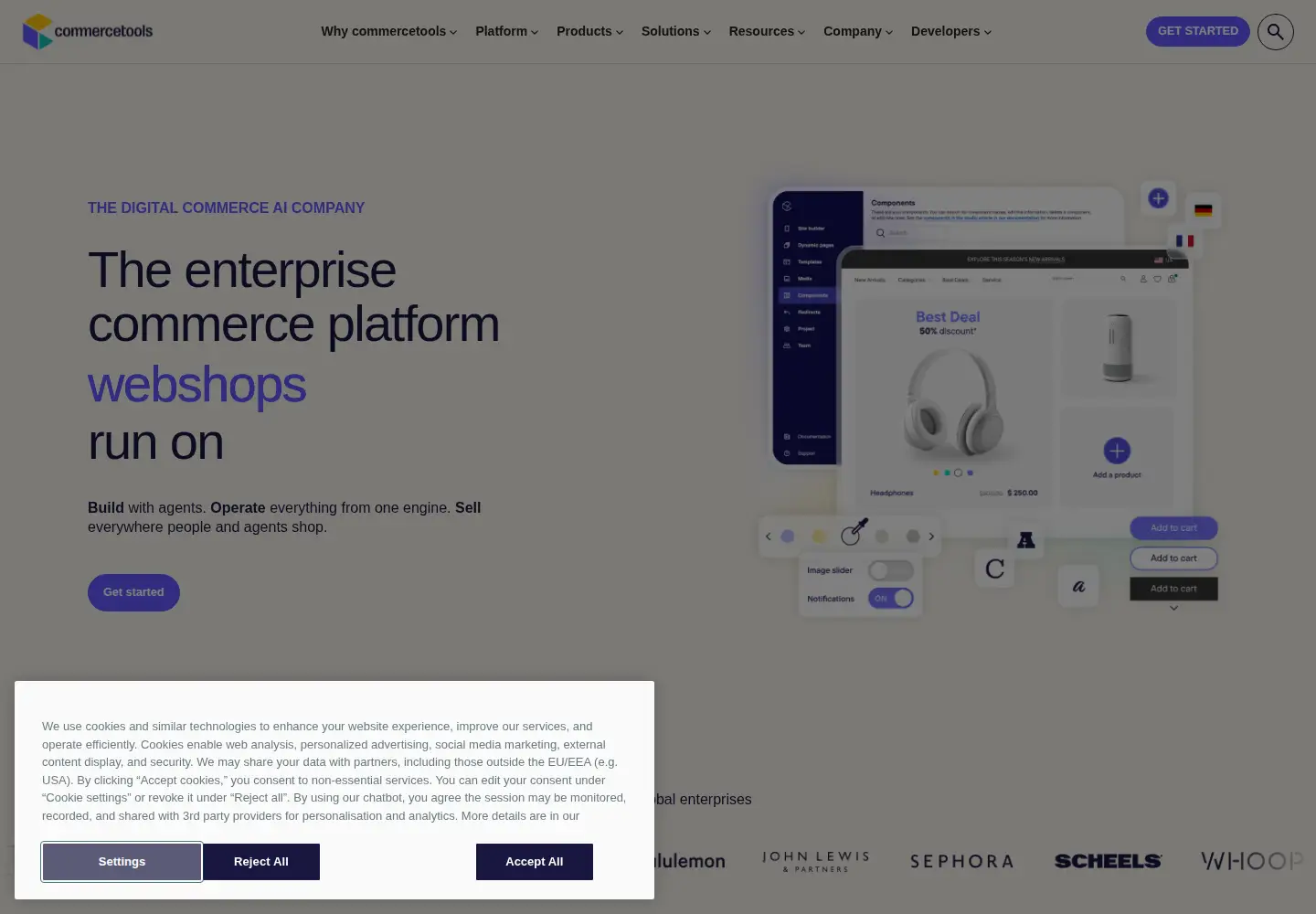 Screenshot of commercetools.com