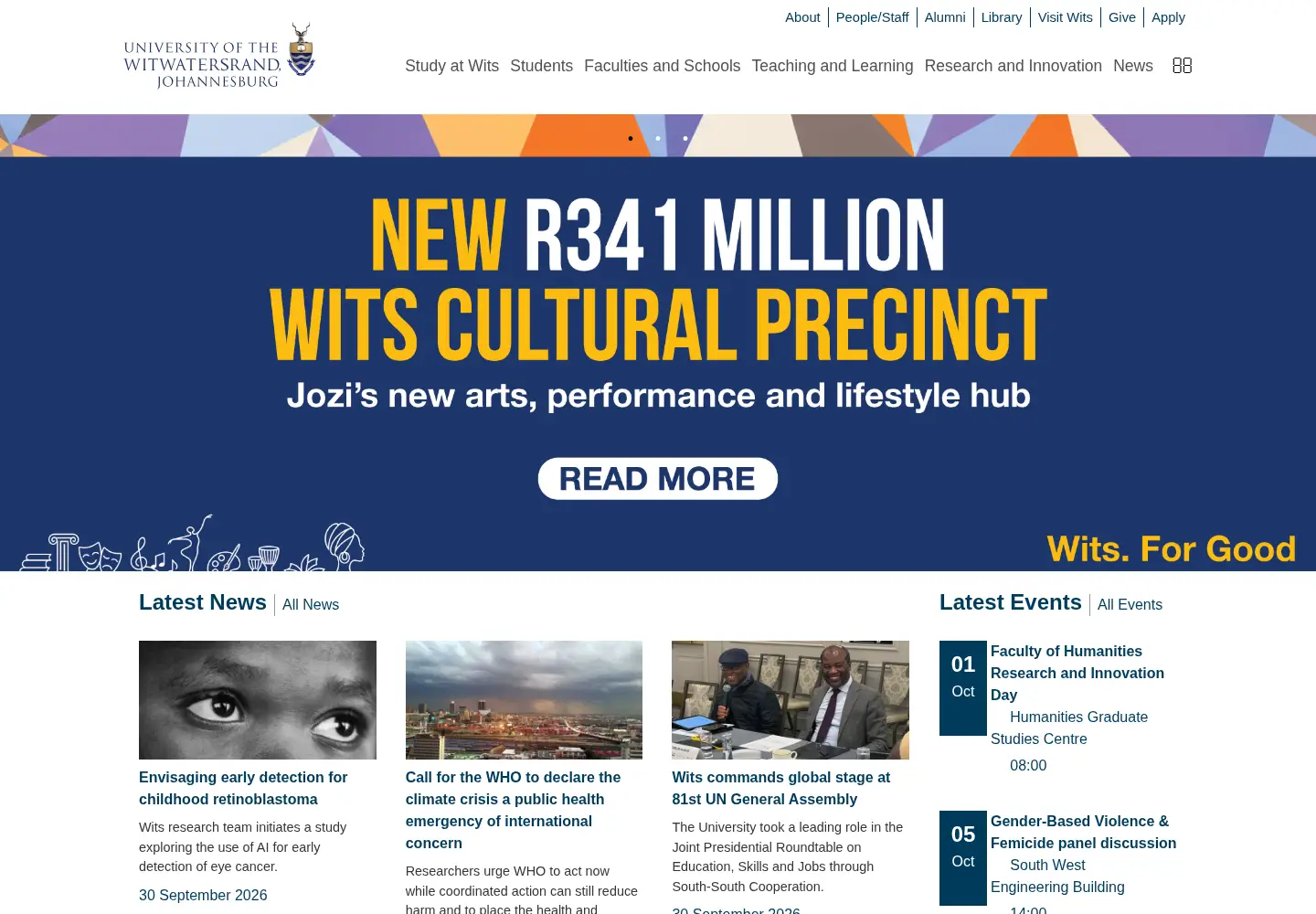 Screenshot of wits.ac.za