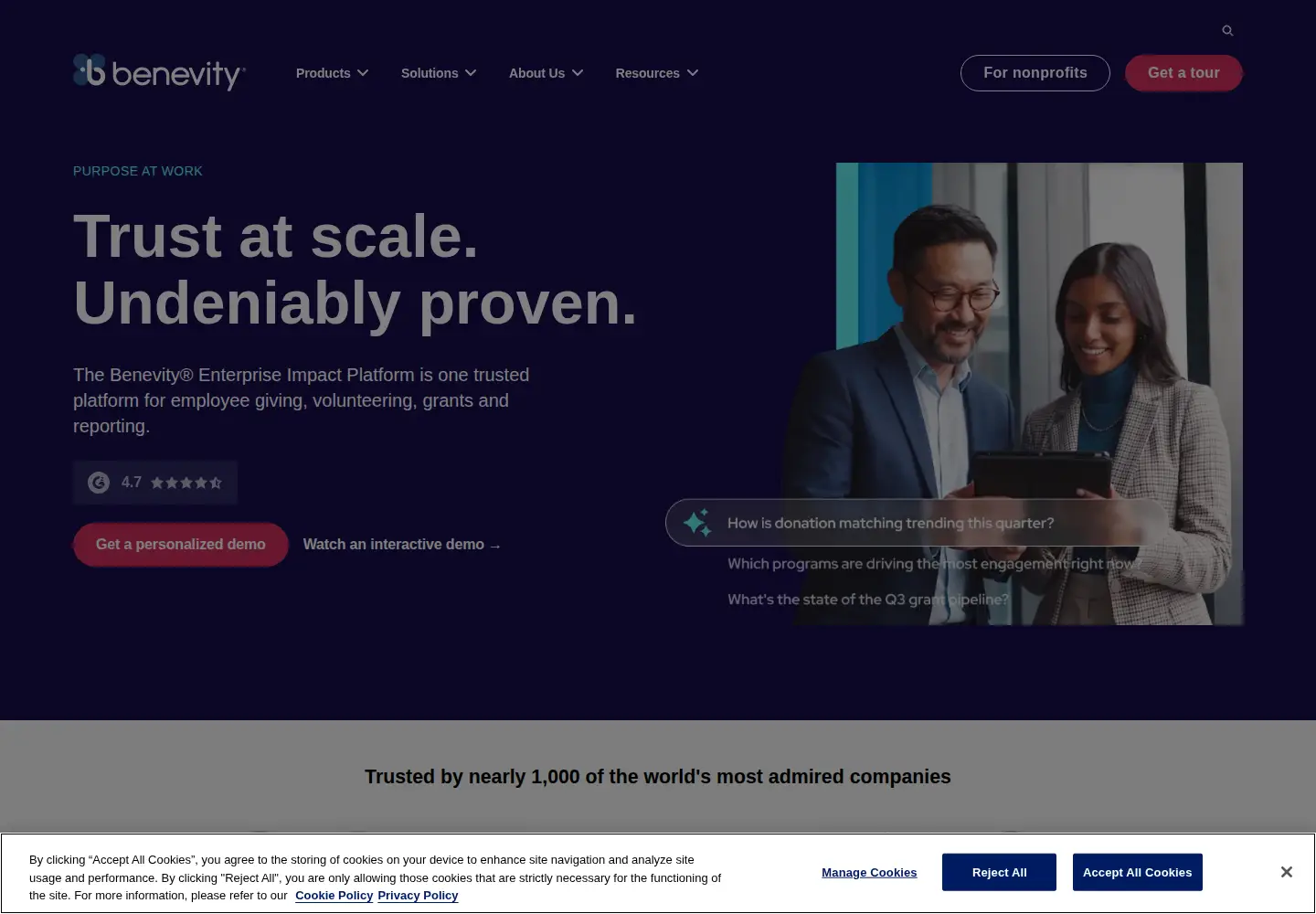 Screenshot of benevity.org