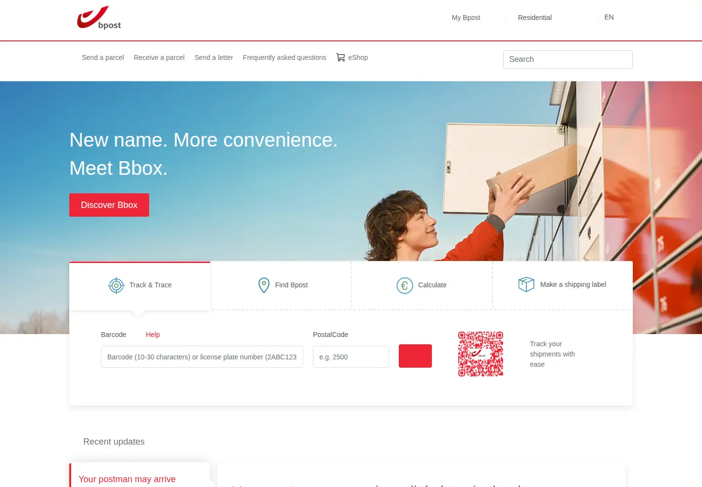 Screenshot of bpost.be