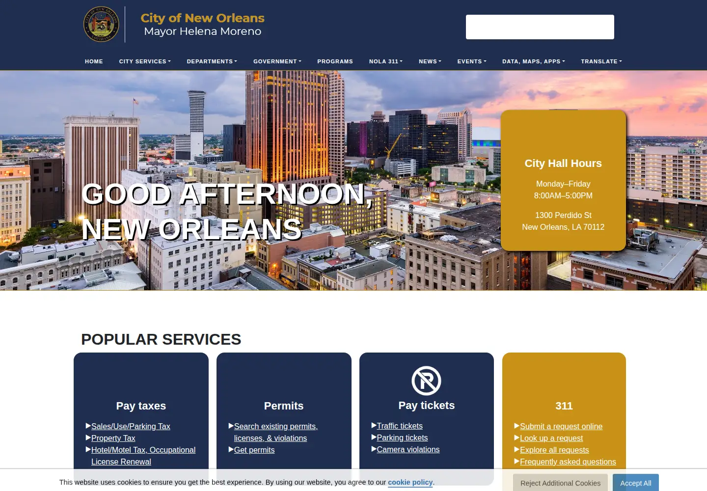 Screenshot of nola.gov