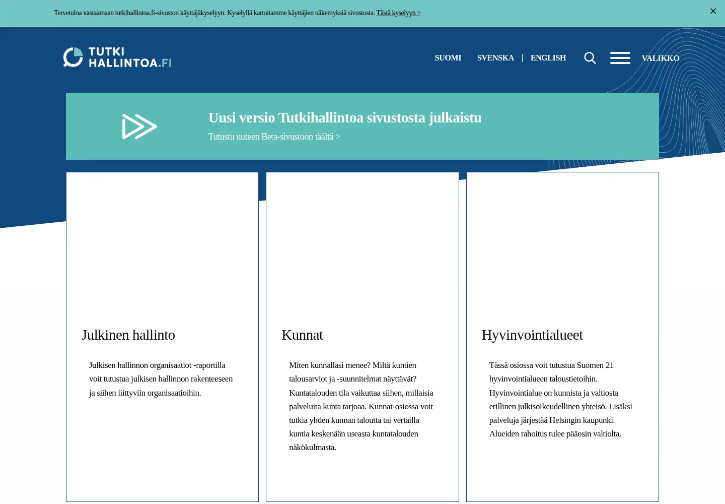Screenshot of tutkihallintoa.fi