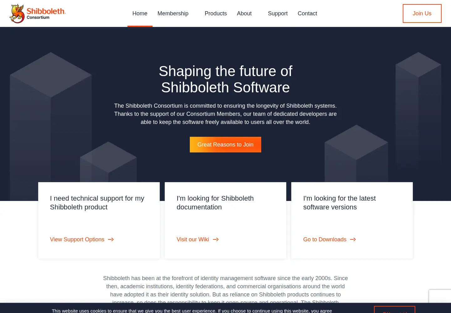Screenshot of shibboleth.net