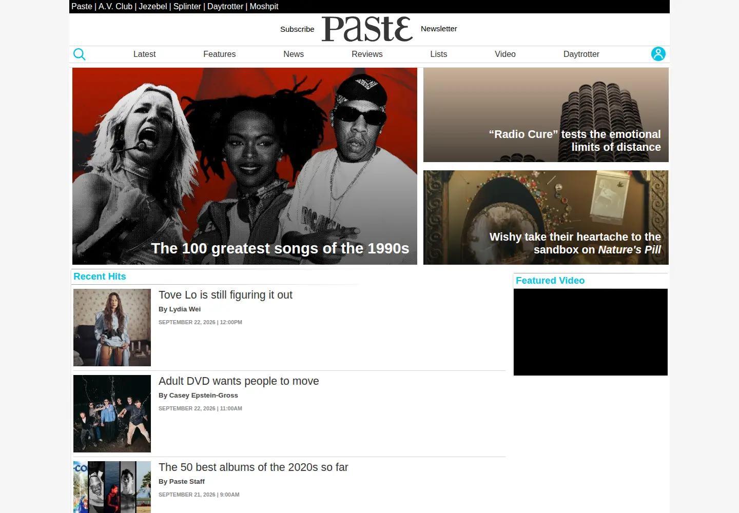 Screenshot of pastemagazine.com