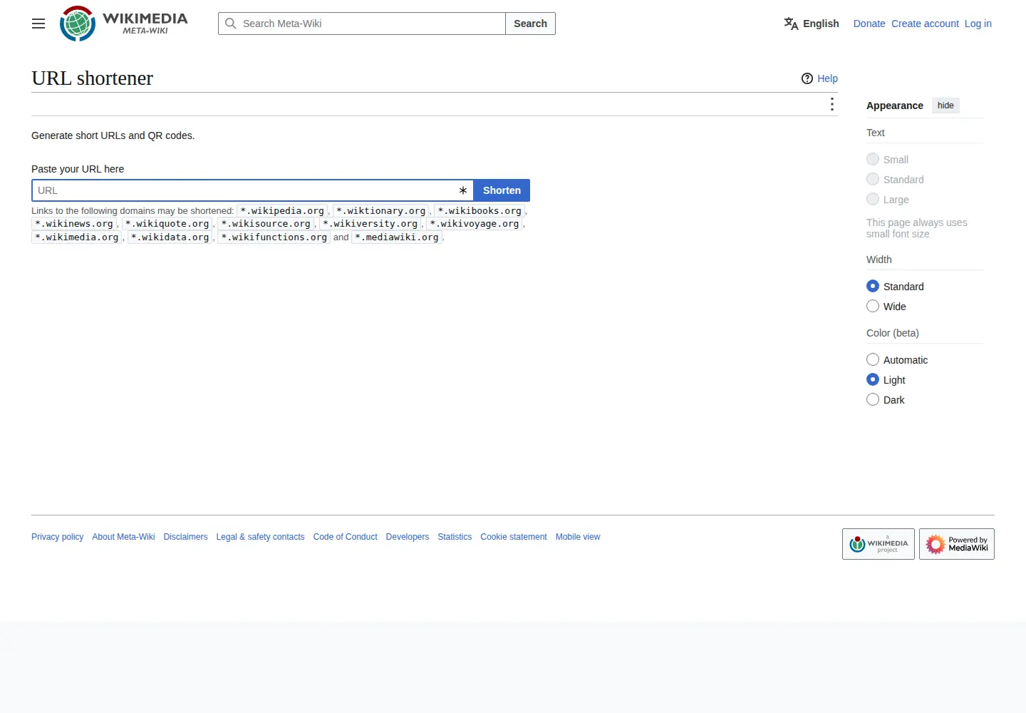 Screenshot of w.wiki