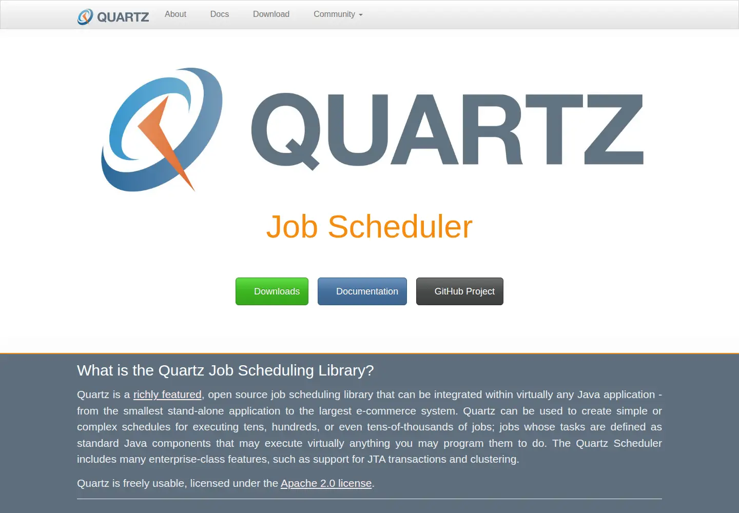 Captured homepage of quartz-scheduler.org in the current scan