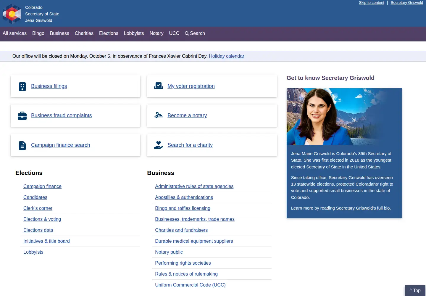 Screenshot of coloradosos.gov